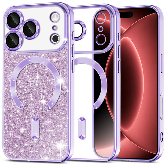 MagSafe-etui til Apple iPhone 18 Pro Max / 17 Pro Max, Techsuit, Luxury Glitter, Lys Lilla