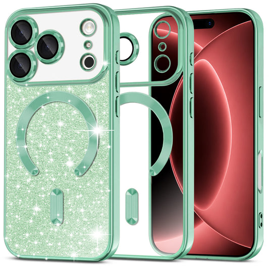 MagSafe-etui til Apple iPhone 18 Pro Max / 17 Pro Max, Techsuit, Luxury Glitter, Lysegrøn