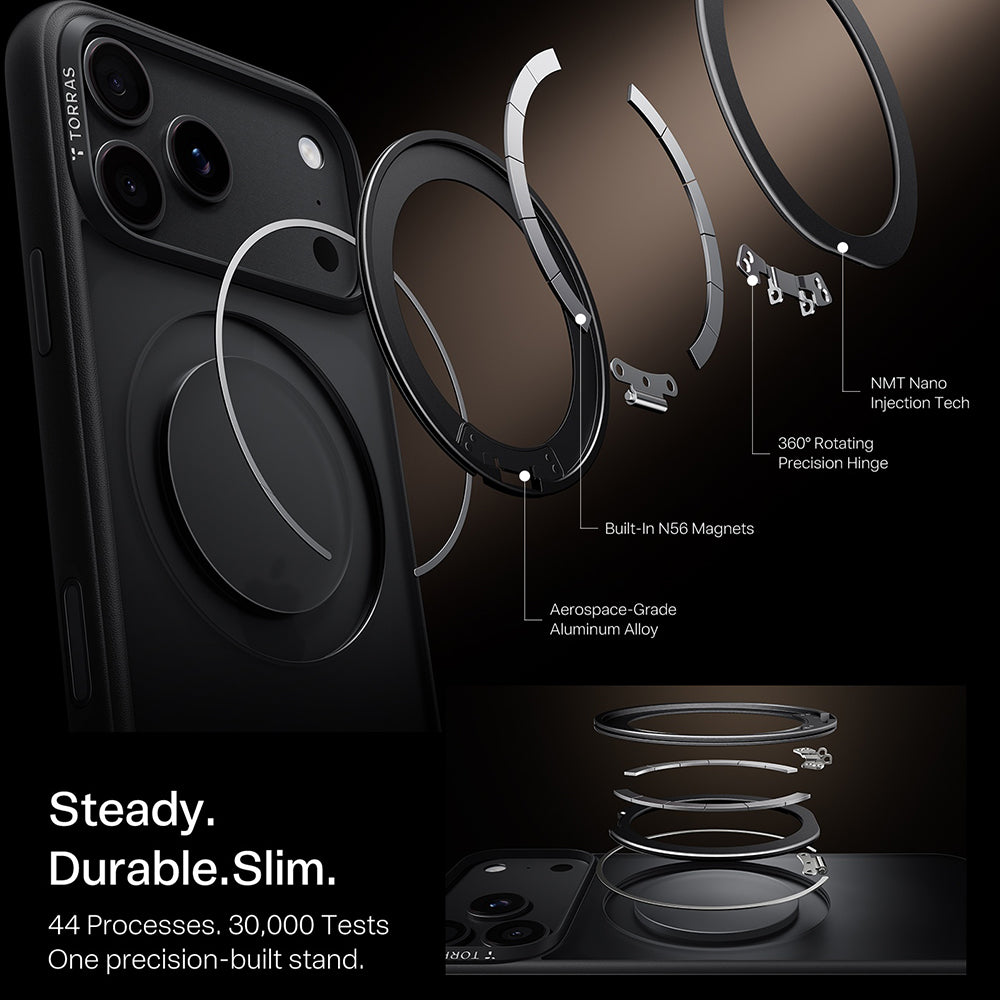 MagSafe-etui til Apple iPhone 18 Pro Max / 17 Pro Max, Torras, Ostand O1 Guardian, Sort