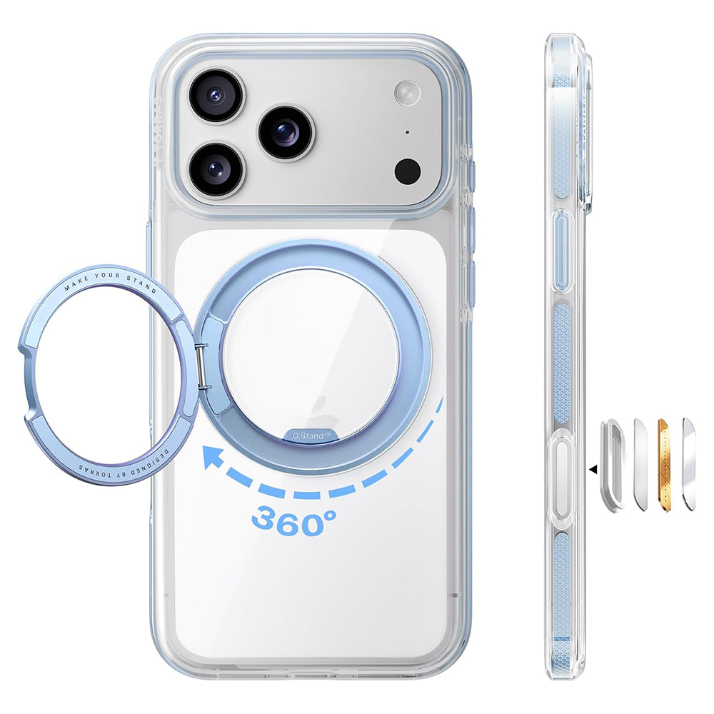 MagSafe-etui til Apple iPhone 18 Pro Max / 17 Pro Max, Torras, Ostand O3 Light, Blå