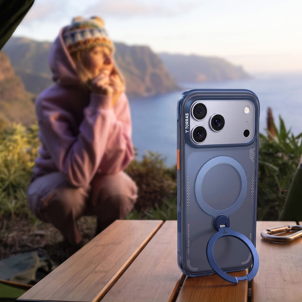 MagSafe-etui til Apple iPhone 18 Pro Max / 17 Pro Max, Torras, Ostand Q3 Air, Mørkeblå