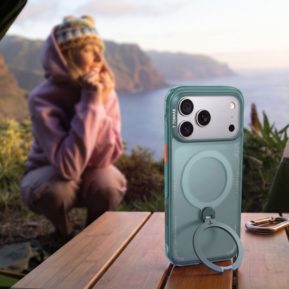 MagSafe-etui til Apple iPhone 18 Pro Max / 17 Pro Max, Torras, Ostand Q3 Air, Grøn