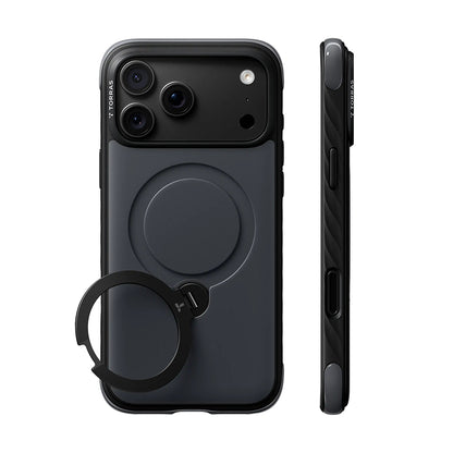 MagSafe-etui til Apple iPhone 18 Pro Max / 17 Pro Max, Torras, Ostand Q3 Rugged, Sort