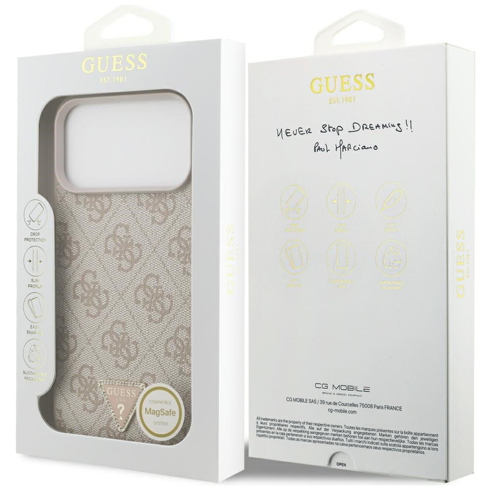 MagSafe-etui til Apple iPhone 18 Pro Max, Guess, 4G Triangle Strass, Pink