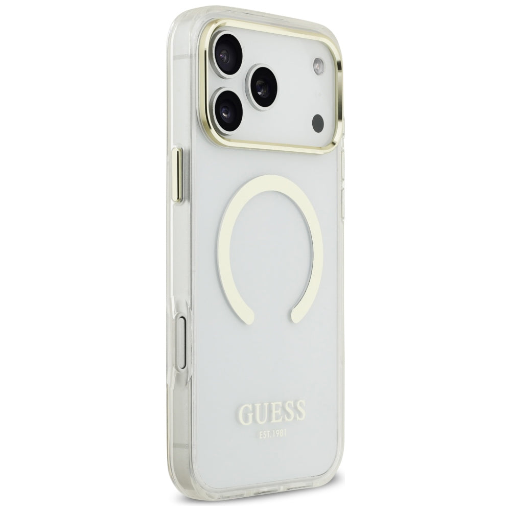 MagSafe-etui til Apple iPhone 18 Pro Max, Guess, Metal Outline, Guld
