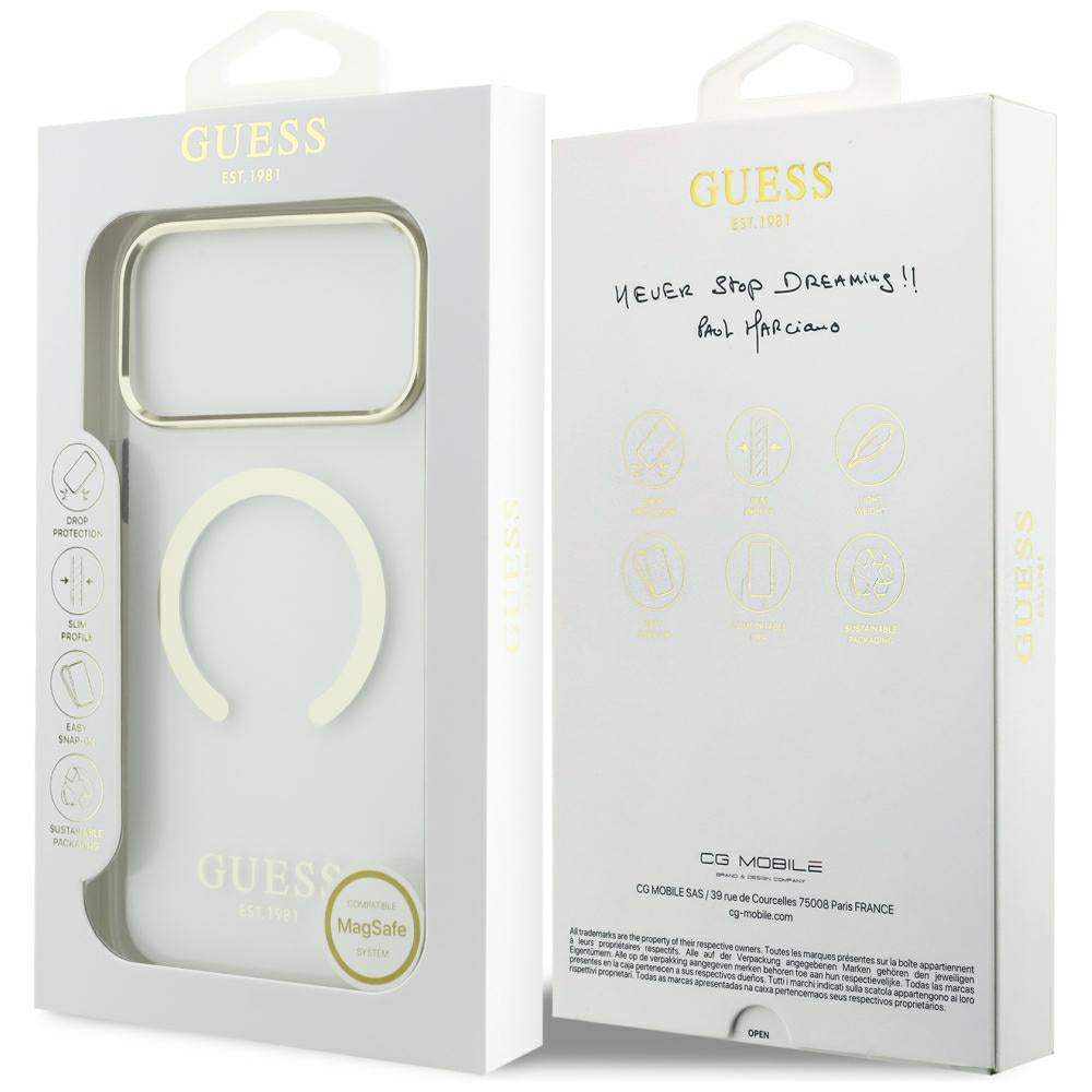 MagSafe-etui til Apple iPhone 18 Pro Max, Guess, Metal Outline, Guld