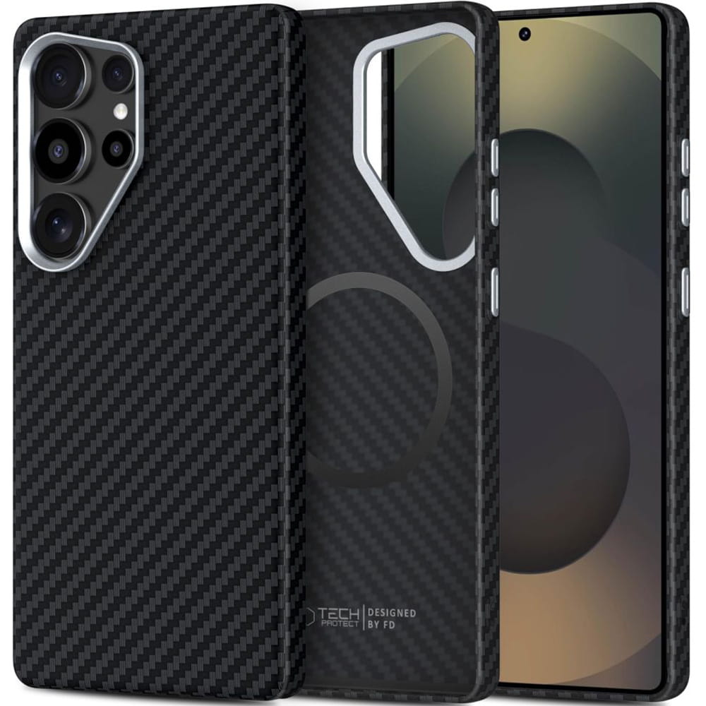 MagSafe cover til Samsung Galaxy S25 Ultra S938, Tech-Protect, Ion Carbon, Sort