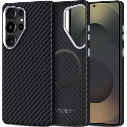 MagSafe cover til Samsung Galaxy S25 Ultra S938, Tech-Protect, Ion Carbon, Sort