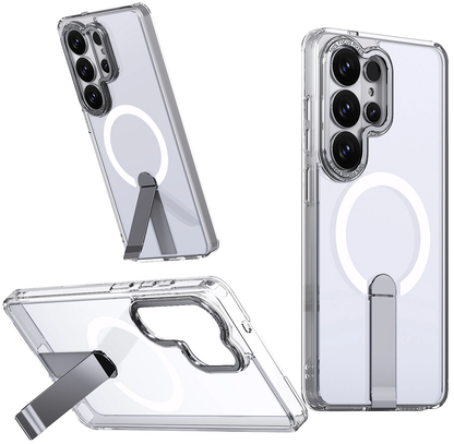 MagSafe-etui til Samsung Galaxy S26 S942, Hybrid Armor, X med stand, gennemsigtig
