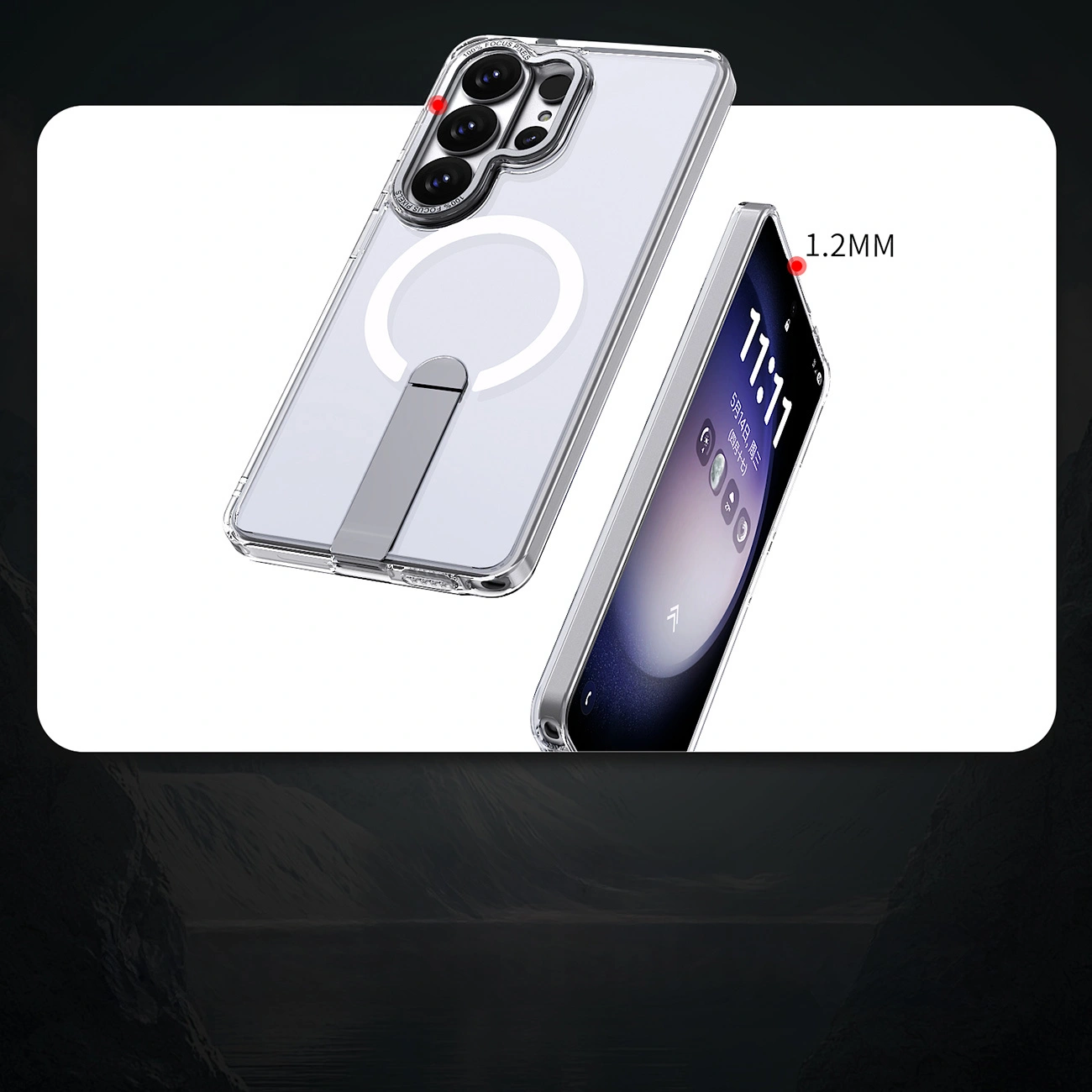MagSafe-etui til Samsung Galaxy S26 S942, Hybrid Armor, X med stand, gennemsigtig
