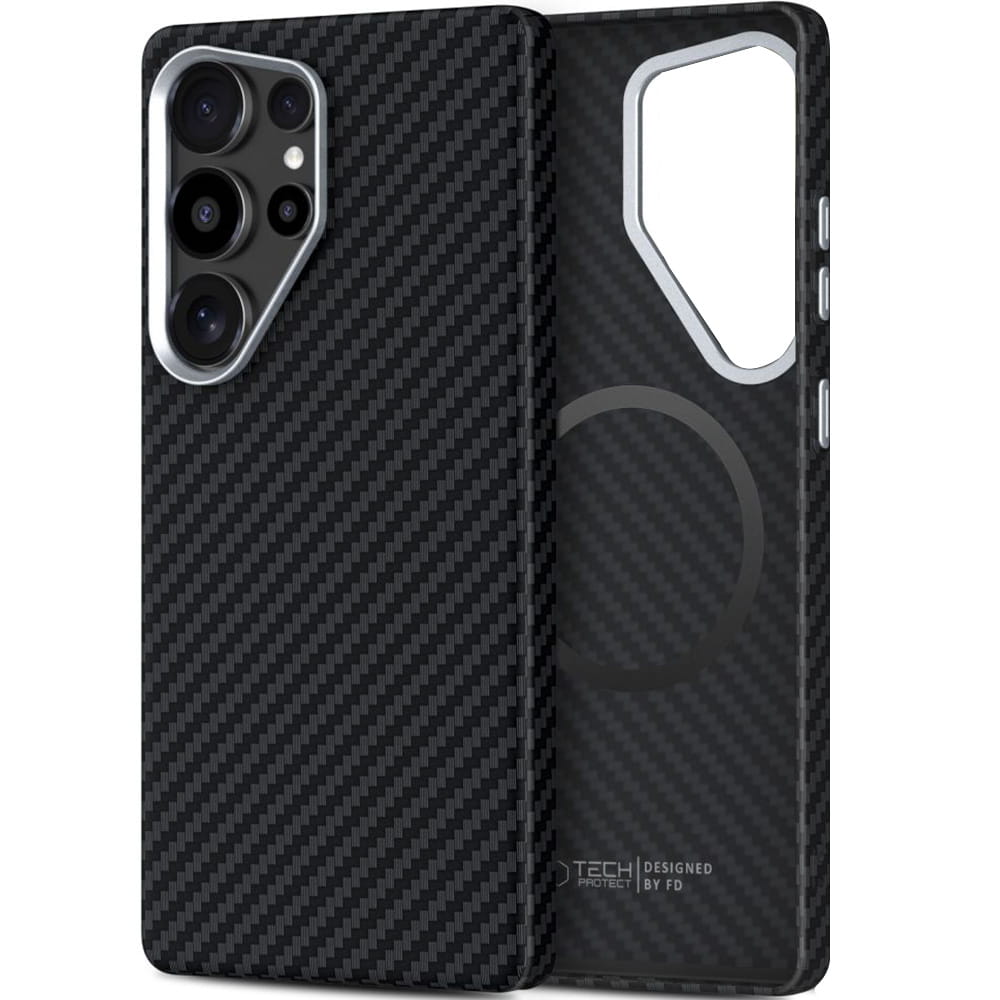 MagSafe cover til Samsung Galaxy S25 Ultra S938, Tech-Protect, Ion Carbon, Sort
