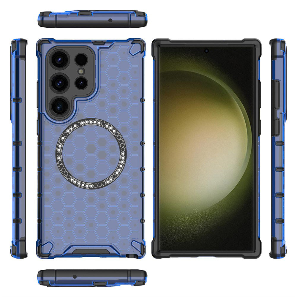 MagSafe-etui til Samsung Galaxy S25 Ultra S938, Techsuit, HoneyComb Shield, Blå