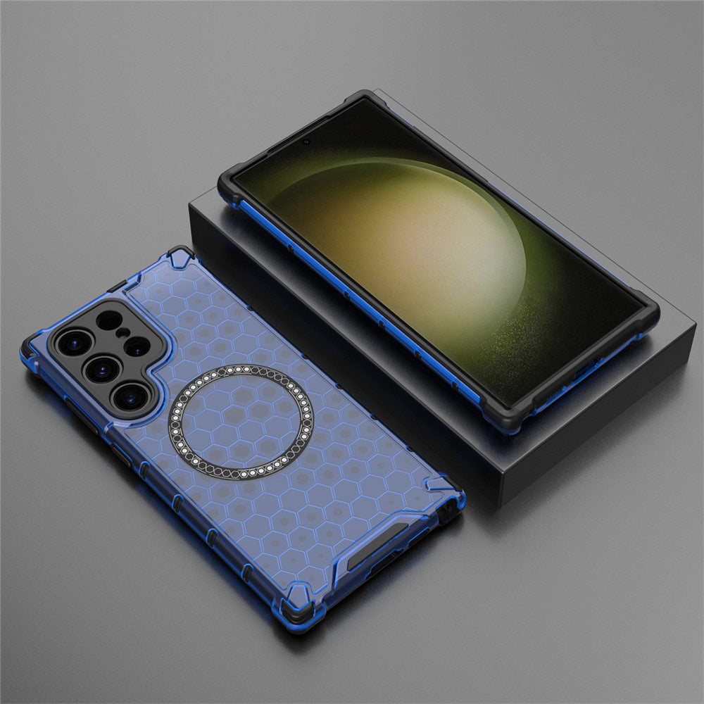 MagSafe-etui til Samsung Galaxy S25 Ultra S938, Techsuit, HoneyComb Shield, Blå