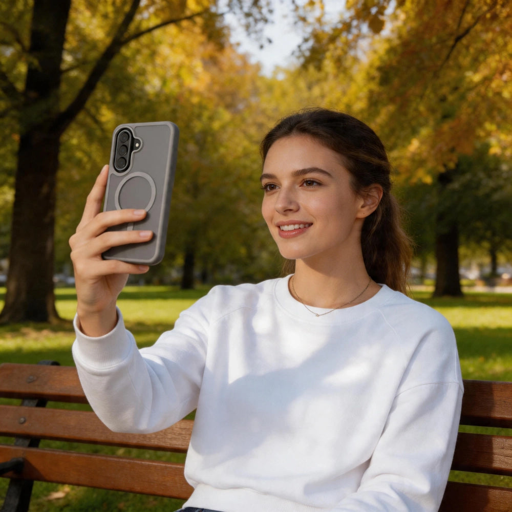 MagSafe-etui til Samsung Galaxy A57 5G, Tech-Protect, Magmat, Grå Mat