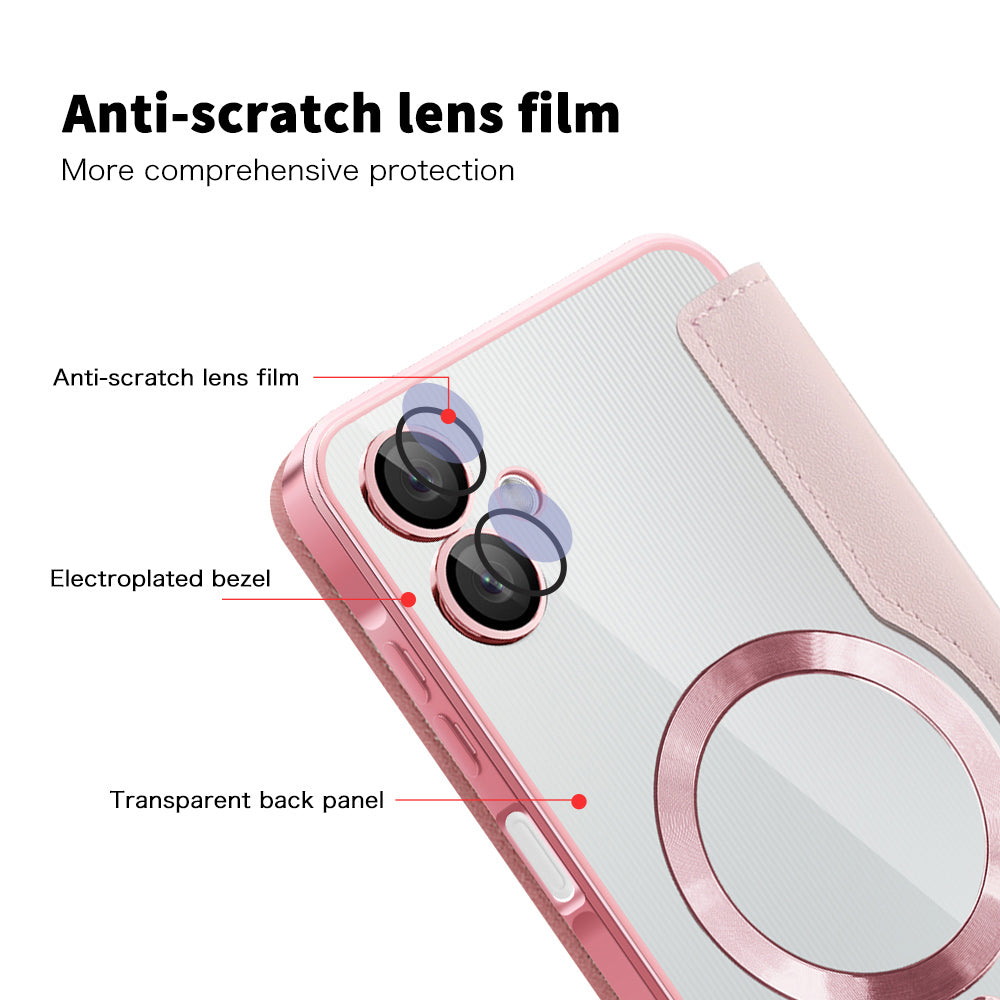 MagSafe-etui til Samsung Galaxy A06 A065, Techsuit, SmartMag Book, Lyserød