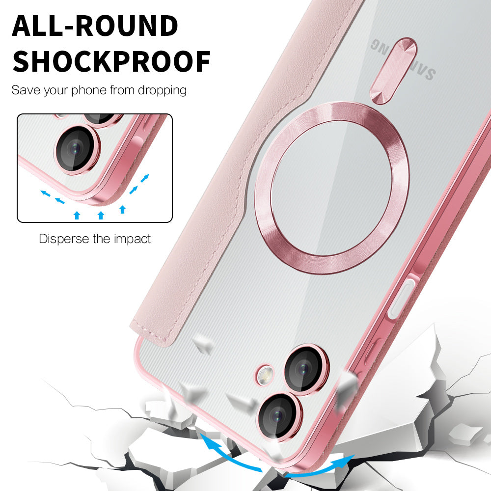 MagSafe-etui til Samsung Galaxy A06 A065, Techsuit, SmartMag Book, Lyserød
