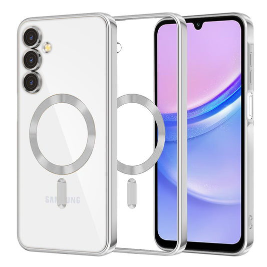 MagSafe-etui til Samsung Galaxy A15 5G A156 / A15 A155, Techsuit, Luxury Crystal, Sølv