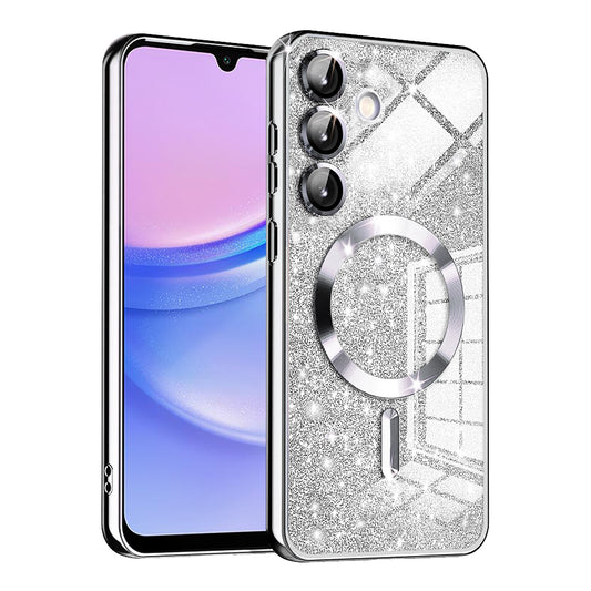 MagSafe-etui til Samsung Galaxy A15 5G A156 / A15 A155, Techsuit, Luxury Glitter, Sølv