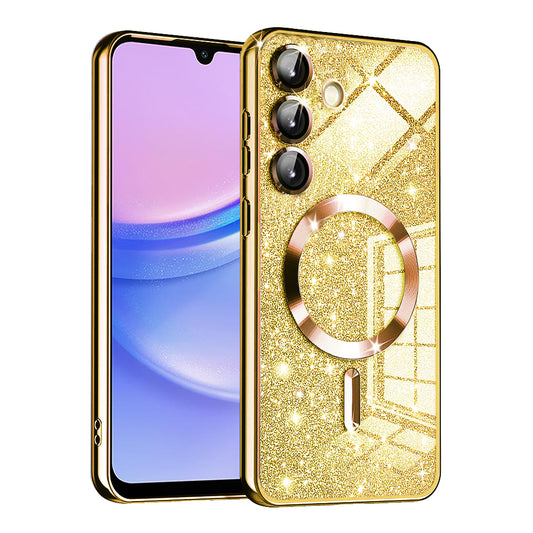 MagSafe-etui til Samsung Galaxy A15 5G A156 / A15 A155, Techsuit, Luxury Glitter, Guld