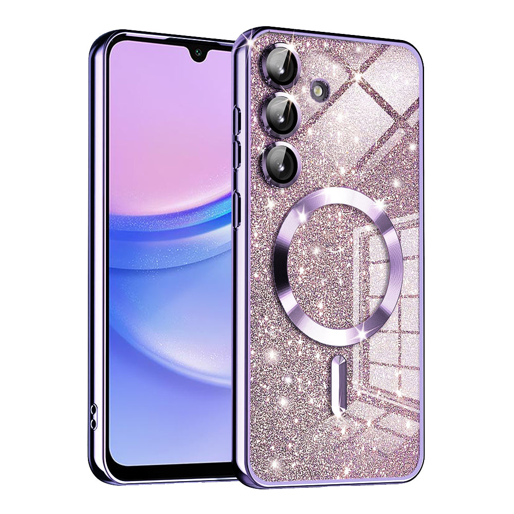 MagSafe-etui til Samsung Galaxy A15 5G A156 / A15 A155, Techsuit, Luxury Glitter, Lys lilla