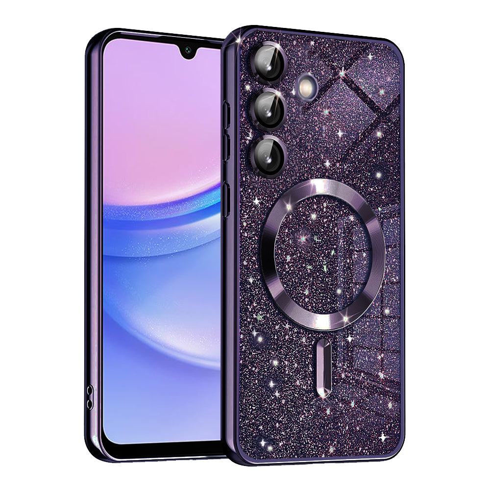 MagSafe-etui til Samsung Galaxy A15 5G A156 / A15 A155, Techsuit, Luxury Glitter, Mørkelilla