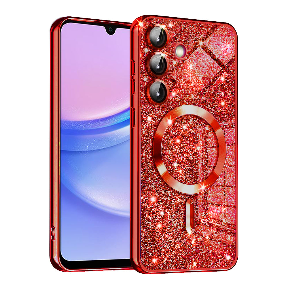 MagSafe-etui til Samsung Galaxy A15 5G A156 / A15 A155, Techsuit, Luxury Glitter, Rød
