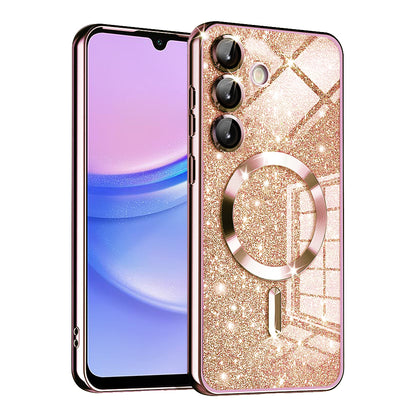 MagSafe-etui til Samsung Galaxy A15 5G A156 / A15 A155, Techsuit, Luxury Glitter, Lyserød Guld