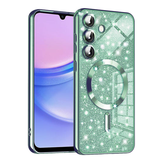 MagSafe-etui til Samsung Galaxy A15 5G A156 / A15 A155, Techsuit, Luxury Glitter, Lysegrøn