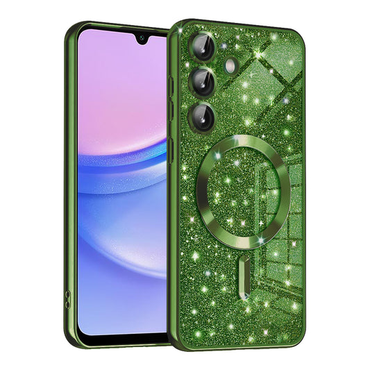 MagSafe-etui til Samsung Galaxy A15 5G A156 / A15 A155, Techsuit, Luxury Glitter, Mørkegrøn