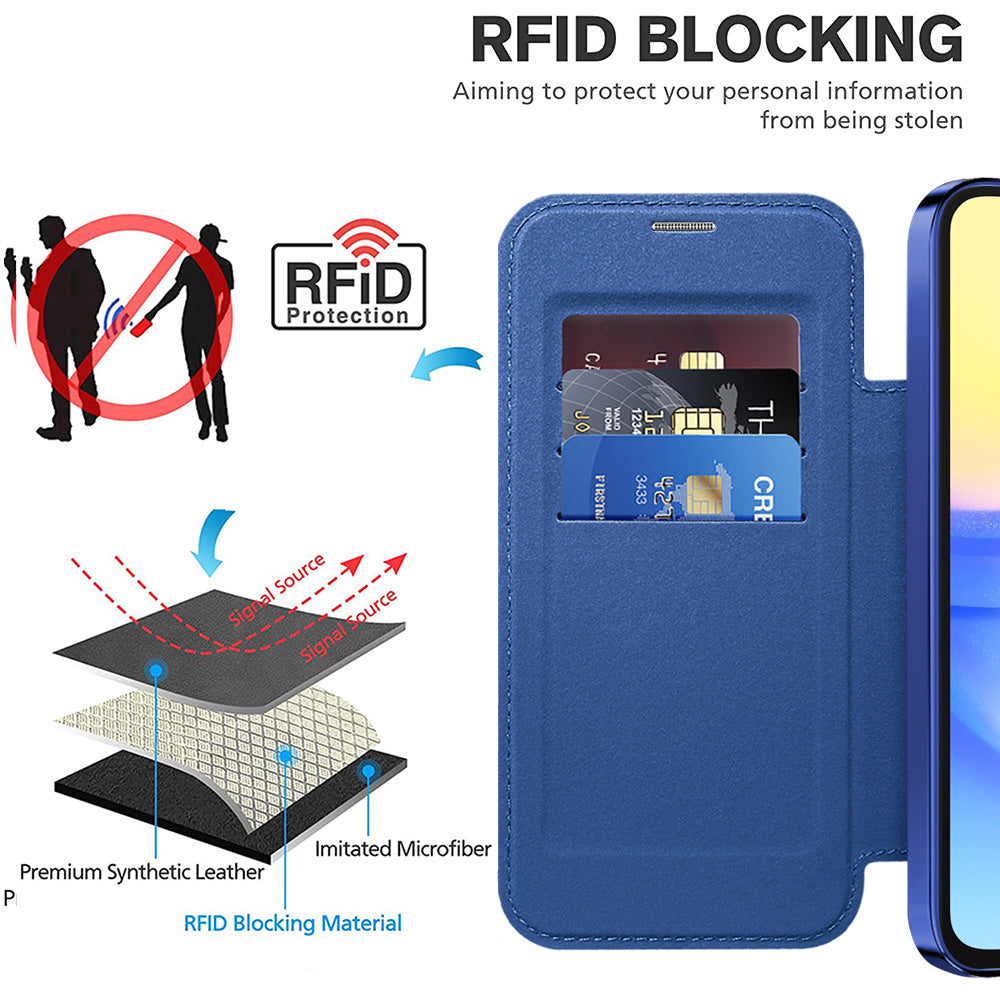 MagSafe Case for Samsung Galaxy A15 5G A156 / A15 A155, Techsuit, SmartMag Book, Blue