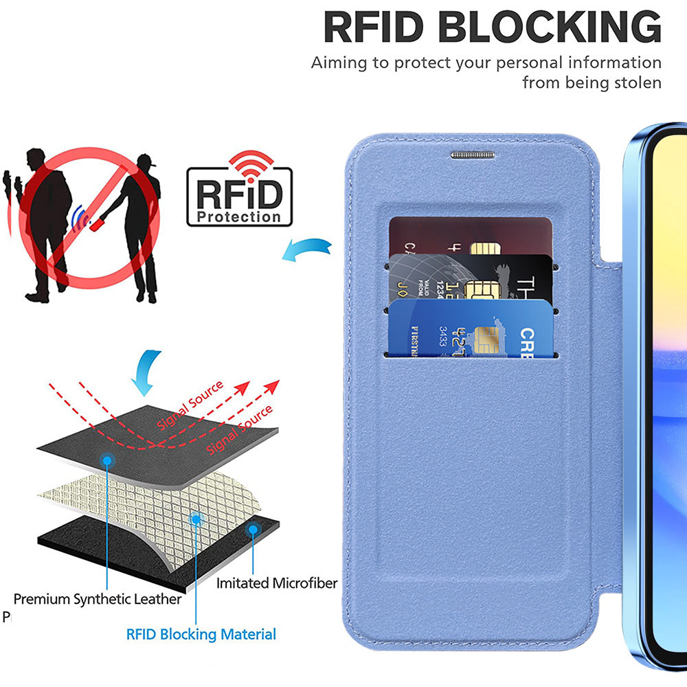 MagSafe Case for Samsung Galaxy A15 5G A156 / A15 A155, Techsuit, SmartMag Book, Blue