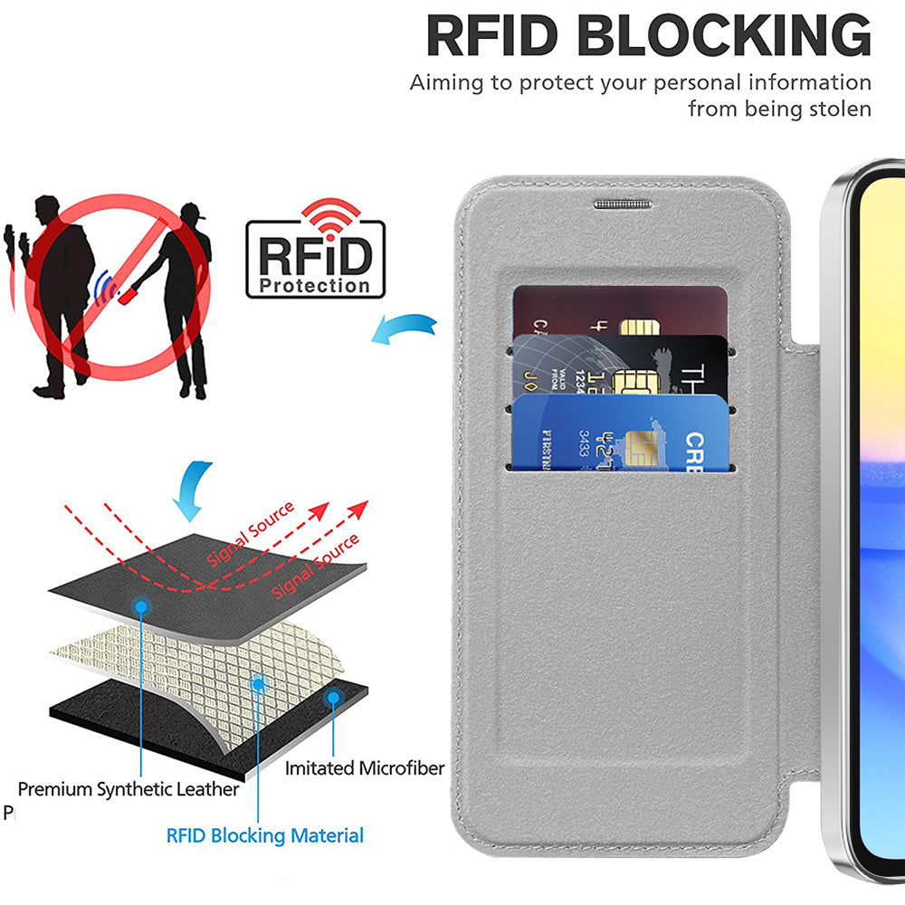 MagSafe Case for Samsung Galaxy A15 5G A156 / A15 A155, Techsuit, SmartMag Book, Gray