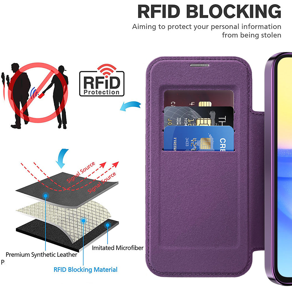 MagSafe Case for Samsung Galaxy A15 5G A156 / A15 A155, Techsuit, SmartMag Book, Purple