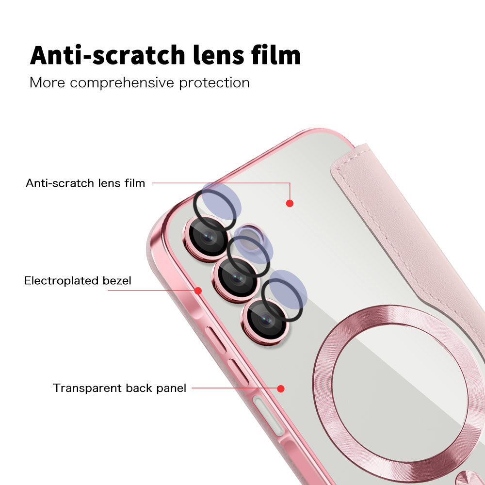 MagSafe Case for Samsung Galaxy A15 5G A156 / A15 A155, Techsuit, SmartMag Book, Pink
