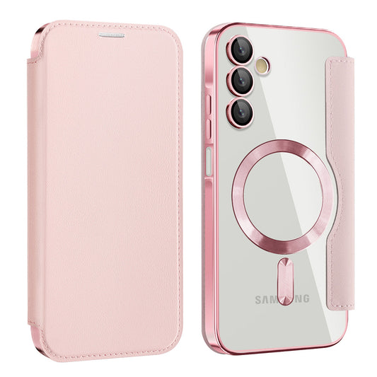 MagSafe-etui til Samsung Galaxy A15 5G A156 / A15 A155, Techsuit, SmartMag Book, Lyserød