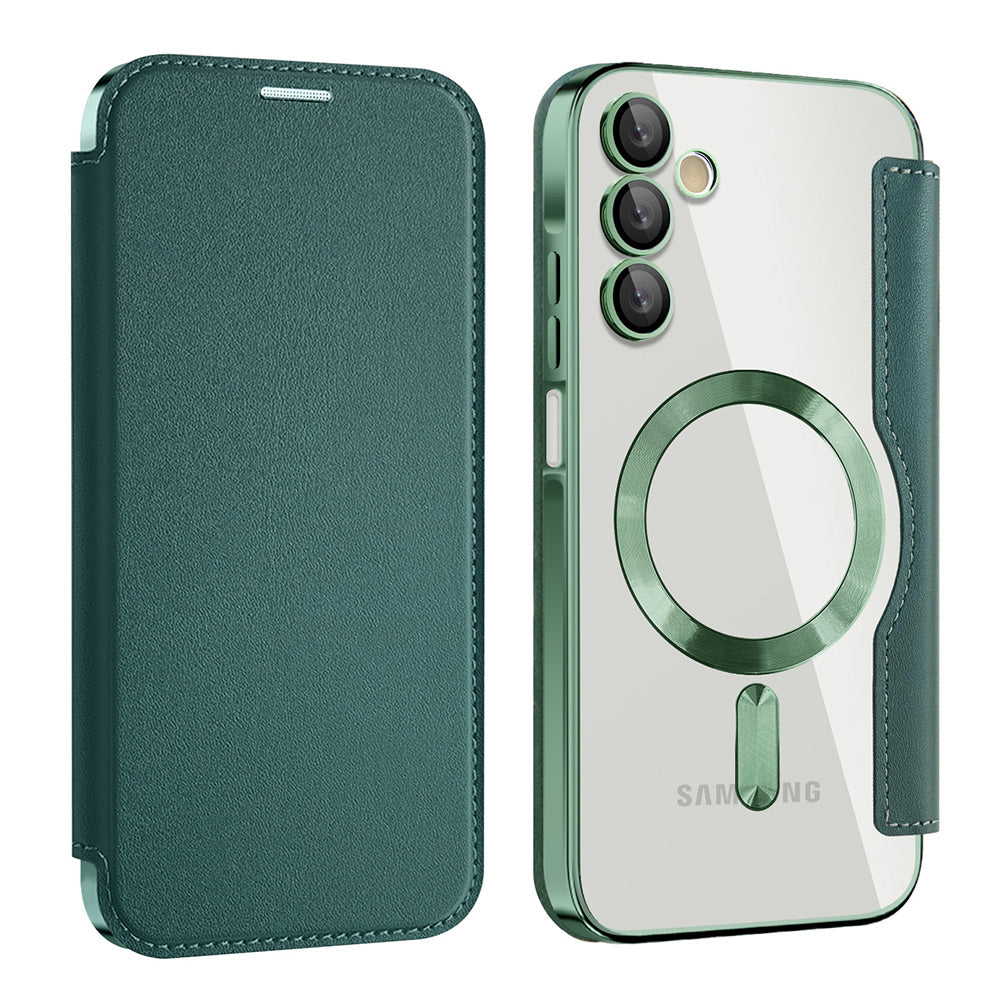 MagSafe Case for Samsung Galaxy A15 5G A156 / A15 A155, Techsuit, SmartMag Book, Green