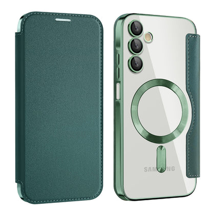 MagSafe Case for Samsung Galaxy A15 5G A156 / A15 A155, Techsuit, SmartMag Book, Green