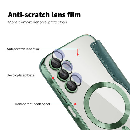 MagSafe Case for Samsung Galaxy A15 5G A156 / A15 A155, Techsuit, SmartMag Book, Green