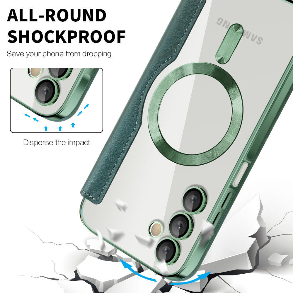 MagSafe Case for Samsung Galaxy A15 5G A156 / A15 A155, Techsuit, SmartMag Book, Green