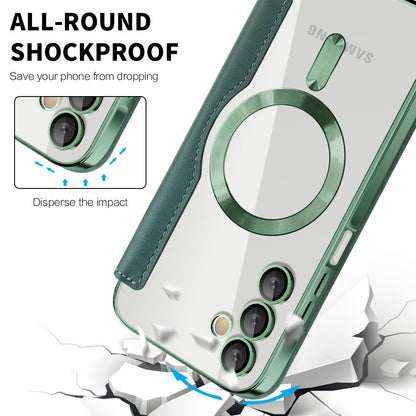 MagSafe Case for Samsung Galaxy A15 5G A156 / A15 A155, Techsuit, SmartMag Book, Green