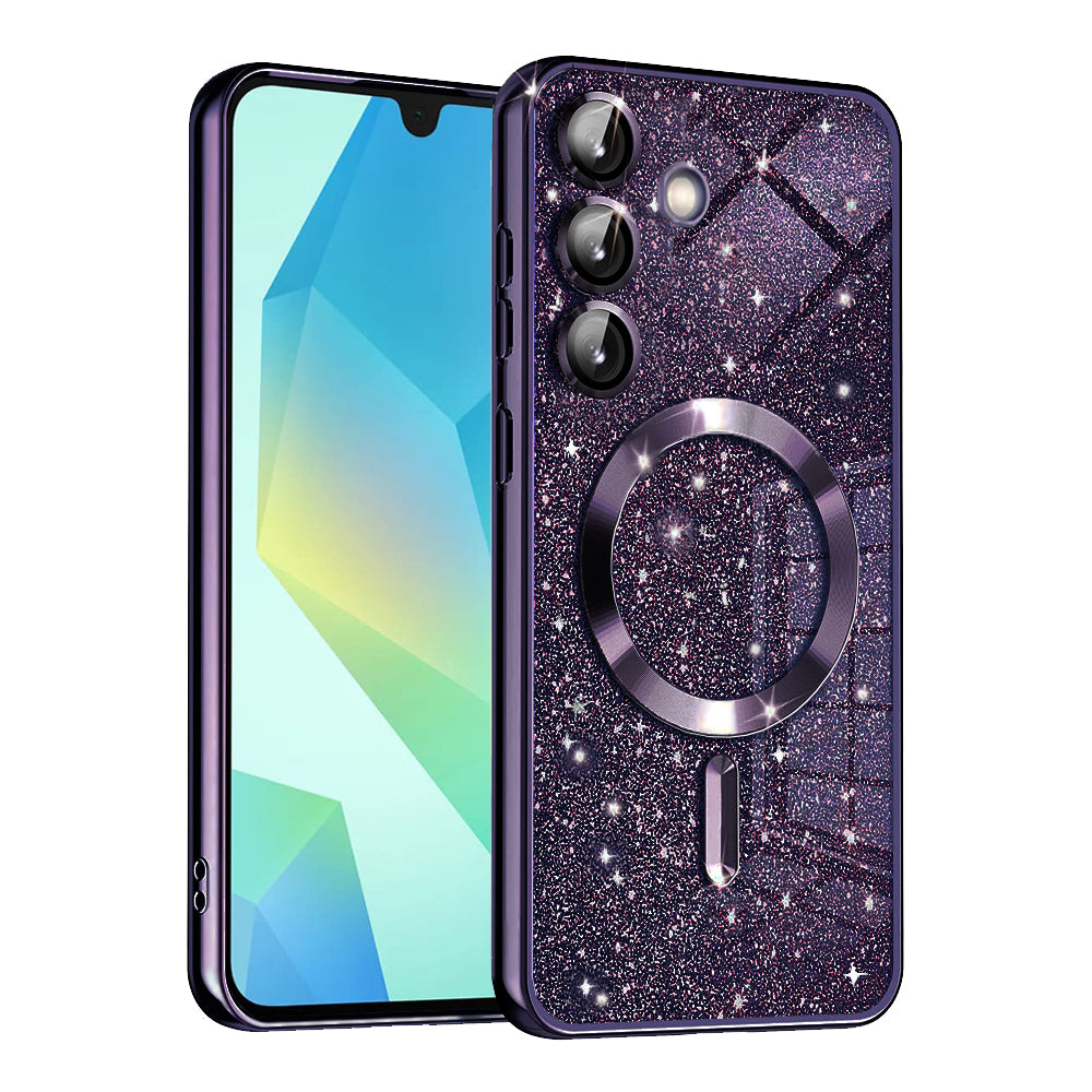 MagSafe-etui til Samsung Galaxy A16 5G A166 / A16 4G A165, Techsuit, Luxury Glitter, Mørkelilla