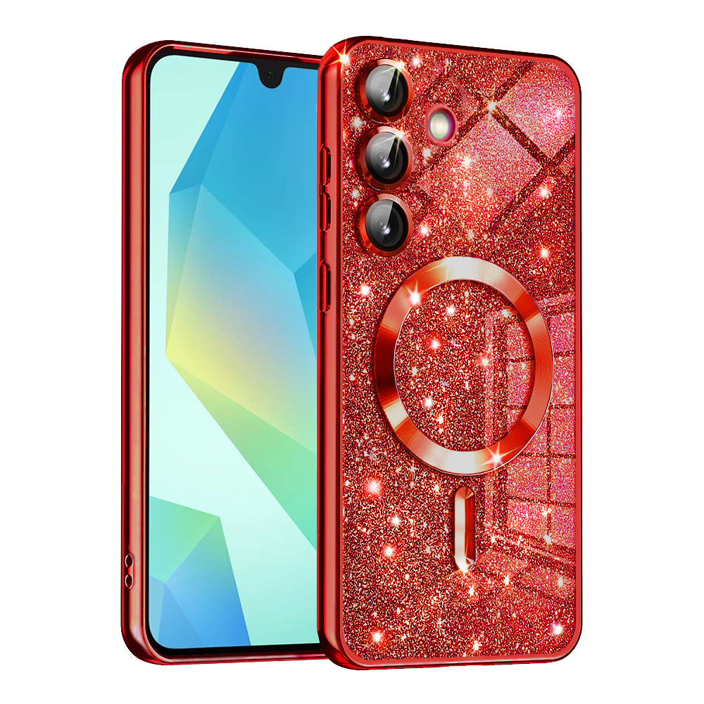 MagSafe-etui til Samsung Galaxy A16 5G A166 / A16 4G A165, Techsuit, Luxury Glitter, Rød