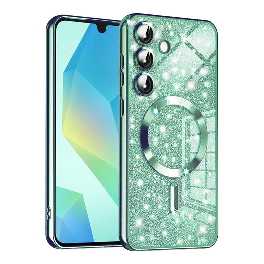 MagSafe-etui til Samsung Galaxy A16 5G A166 / A16 4G A165, Techsuit, Luxury Glitter, Lysegrøn