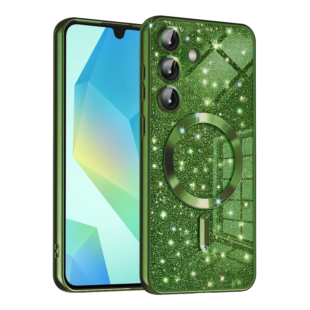 MagSafe-etui til Samsung Galaxy A16 5G A166 / A16 4G A165, Techsuit, Luxury Glitter, Mørkegrøn
