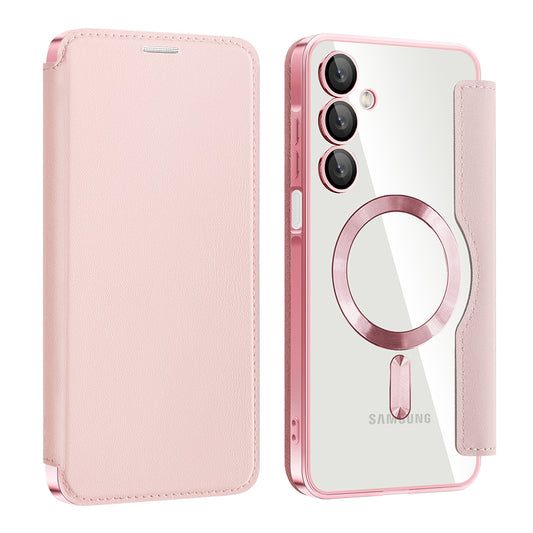 MagSafe-etui til Samsung Galaxy A16 5G A166 / A16 4G A165, Techsuit, SmartMag Book, Lyserød