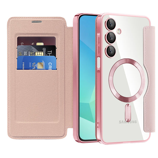 MagSafe-etui til Samsung Galaxy A16 5G A166 / A16 4G A165, Techsuit, SmartMag Book, Lyserød