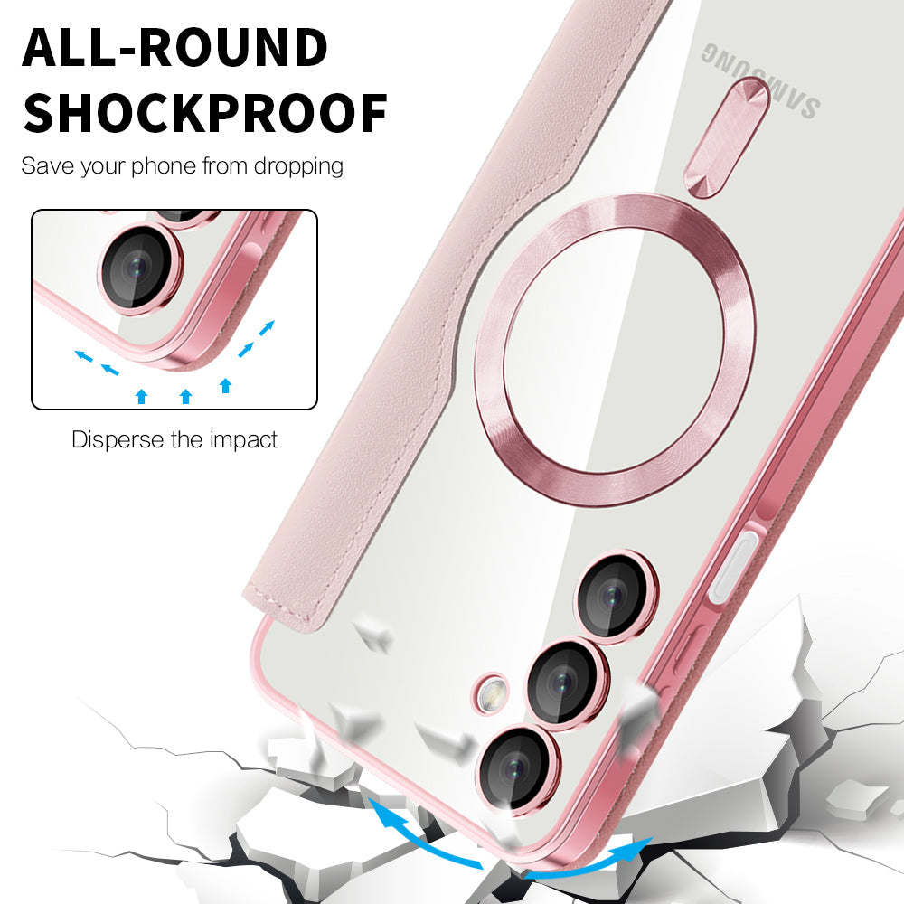 MagSafe-etui til Samsung Galaxy A16 5G A166 / A16 4G A165, Techsuit, SmartMag Book, Lyserød