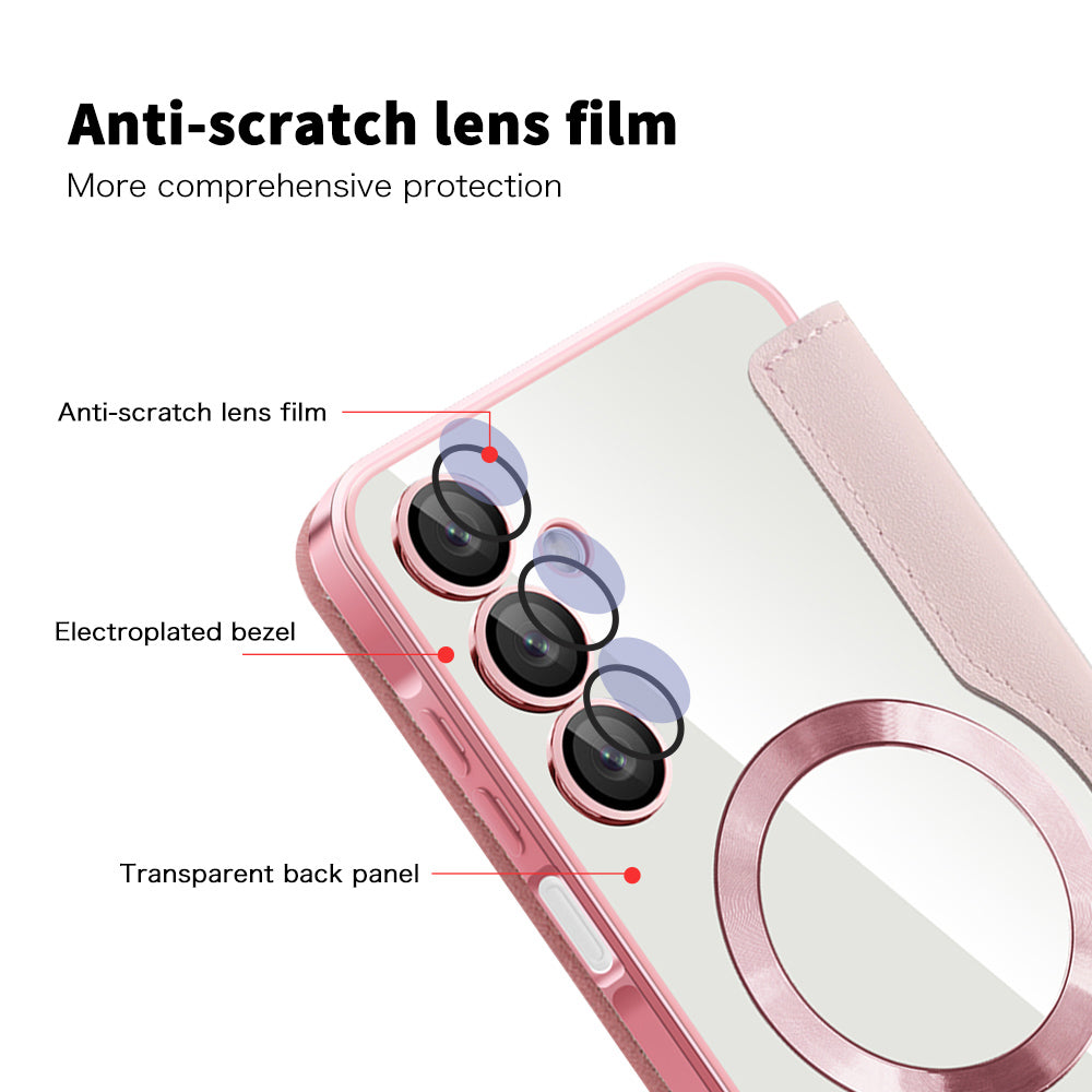 MagSafe-etui til Samsung Galaxy A16 5G A166 / A16 4G A165, Techsuit, SmartMag Book, Lyserød