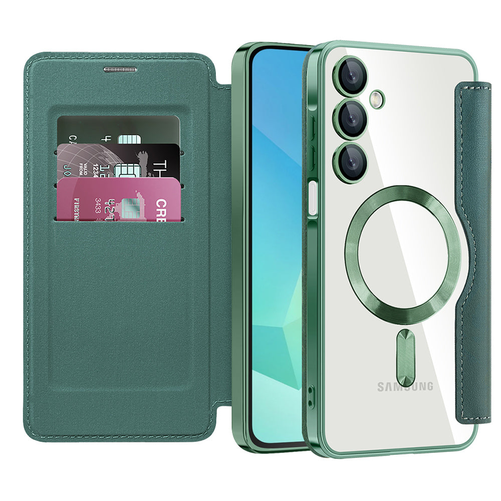 MagSafe-etui til Samsung Galaxy A16 5G A166 / A16 4G A165, Techsuit, SmartMag Book, Grøn