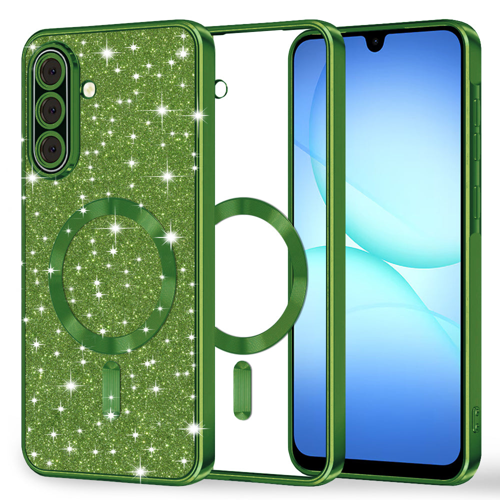 MagSafe-etui til Samsung Galaxy A17 4G / A17 5G, Techsuit, Luxury Glitter, Mørkegrøn